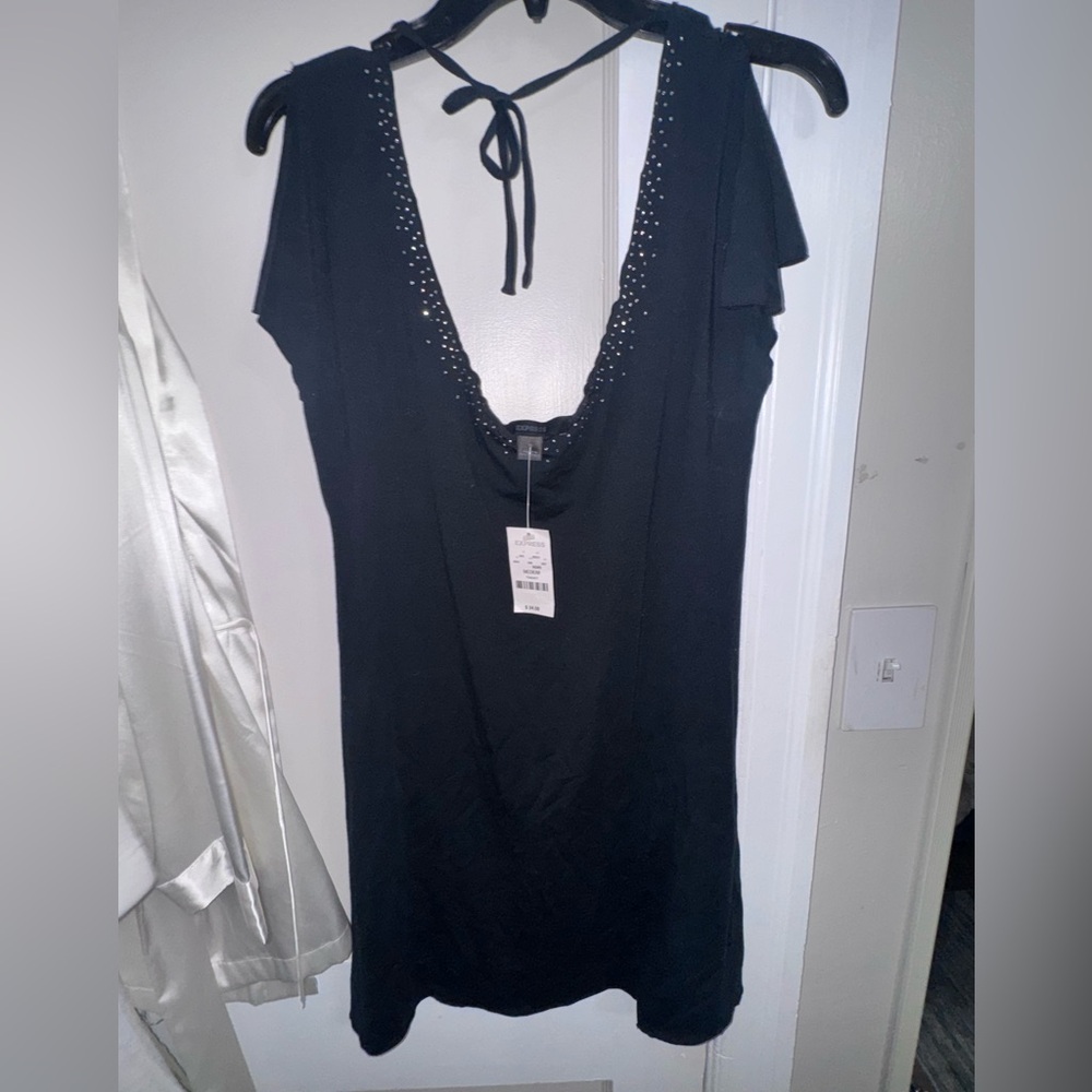 Express black low cut mini dress NWTS Medium